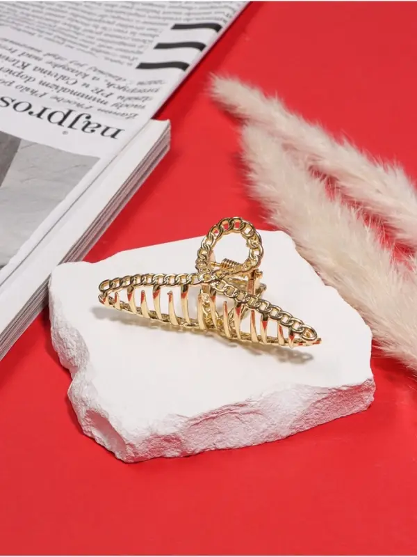 Крабик для волос &laquo;Дороти&raquo;, петелька, 7.7 см, золотистый