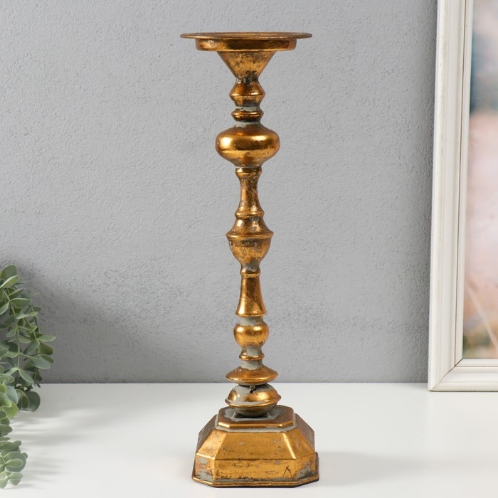Подсвечник металл на 1 свечу "Фауст" состаренная бронза 11х11х39 см