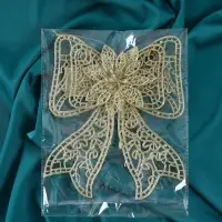 Ёлочная игрушка &laquo;Зимнее волшебство. Бант с цветком&raquo; пластик, 18&times;12.5 см, золото