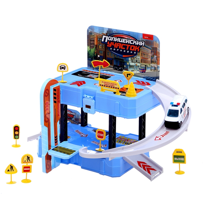 Парковка «Полицейский участок», 1 машинка, 8 дорожных знаков, 31 деталь Парковка «Полицейский участок», 1 машинка, 8 дорожных знаков, 31 деталь