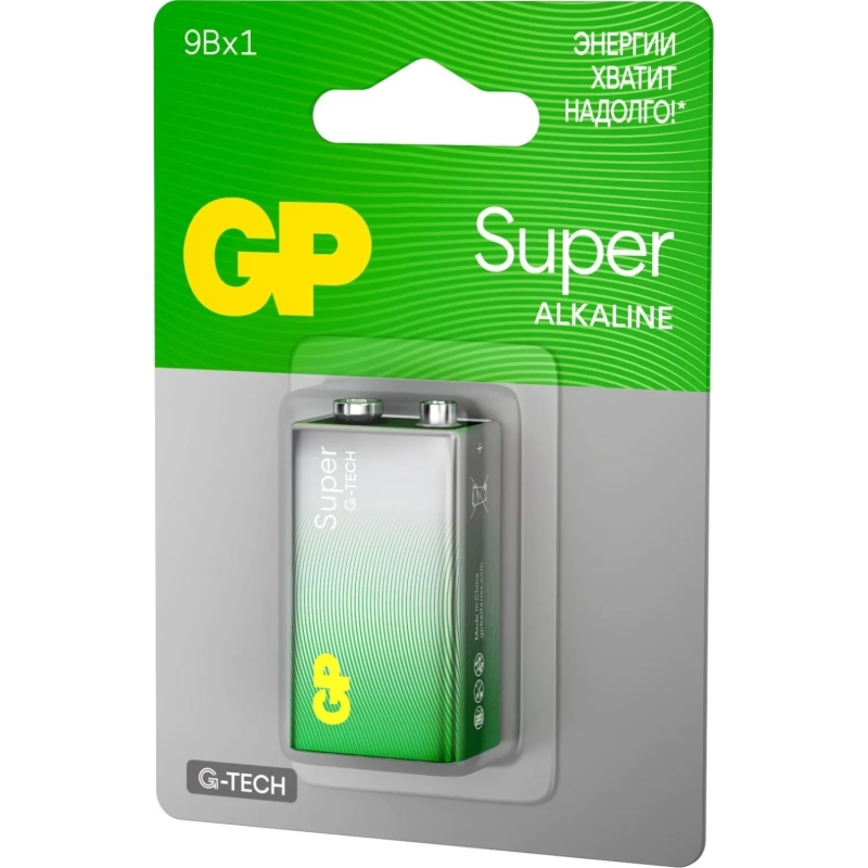Батарейка GP Super 6LR61/1604A 1604A-5CR1/1604AA21-5CRSBC1 10 шт/уп, 1шт/бл