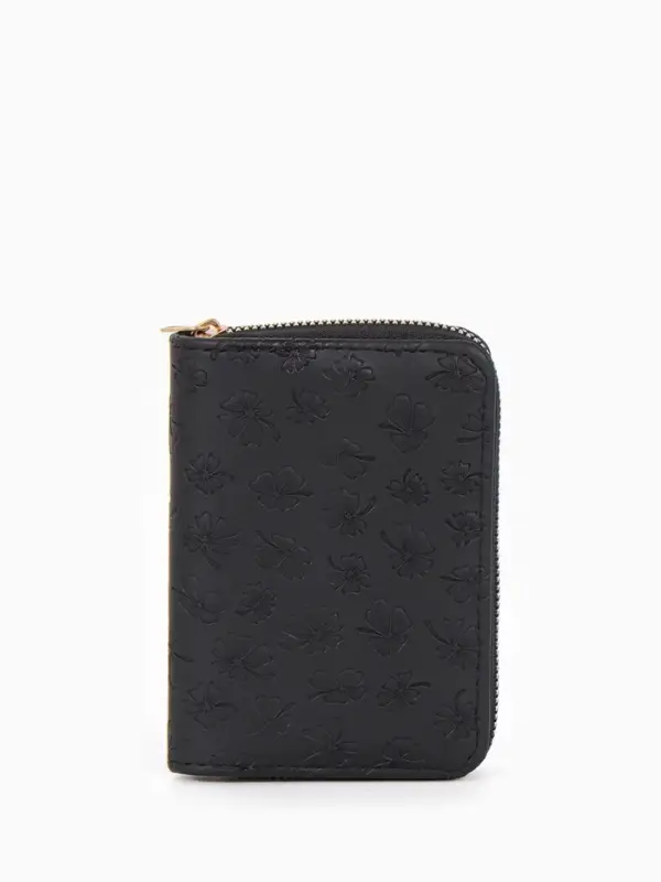 Кошелёк на молнии, 13&times;2&times;9 см, с принтом, чёрный