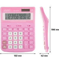 Калькулятор настольный ПОЛНОРАЗМ Attache AF-447R,12р,дв.пит,роз,198x153x42