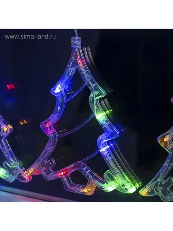 Гирлянда &laquo;Бахрома&raquo; 2.4&times;0.9 м с насадками &laquo;Ёлки&raquo;, IP20, прозрачная нить, 138 LED, свечение мульти, 8 режимов, 220 В