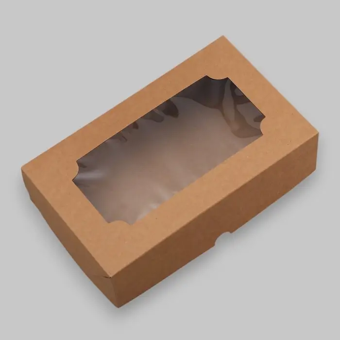 Коробка складная с окном под зефир, крафт, 25×15×7 см Коробка складная с окном под зефир, крафт, 25×15×7 см
