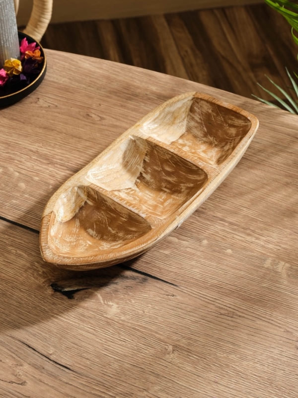 Менажница  Менажница "Лодочка"  дерево Джати, 30х13х5 см, цв. коричневый