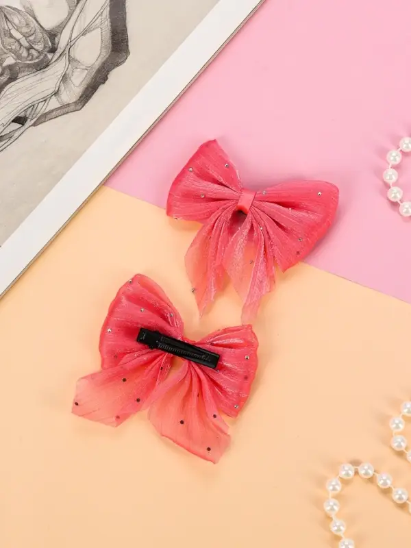 Зажимы для волос Выбражулька &laquo;Марта&raquo;, набор 2 шт., переливы, 7.5 см, розовые