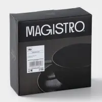 Чайная пара Magistro Carbon, 2 предмета: чашка 280 мл, блюдце d=16.5 см, фарфор, чёрная