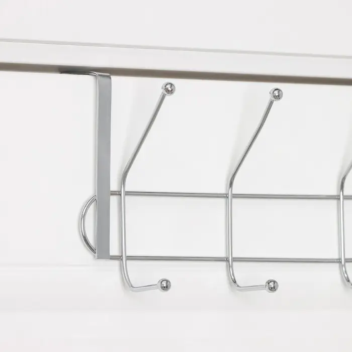 Вешалка на дверь на 4 двойных крючка Доляна &laquo;Блеск&raquo;, 31&times;15&times;11 см, цвет хром