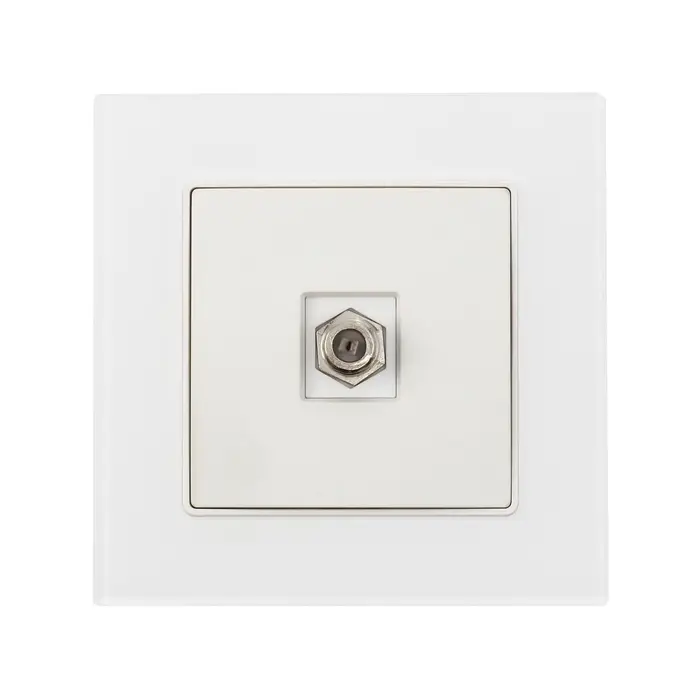 Розетка телевизионная TOT Matte Glass, стекло, скрытая, одноместная, белая