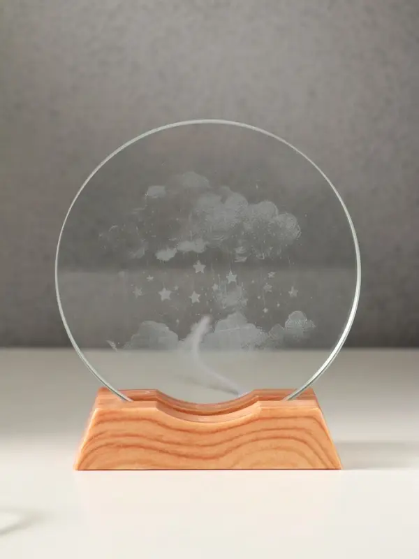 Сувенир стекло свет Сувенир стекло свет "Диск. Облако со звёздами" 5хLED d=10 см, USB 10х4х11,4 см