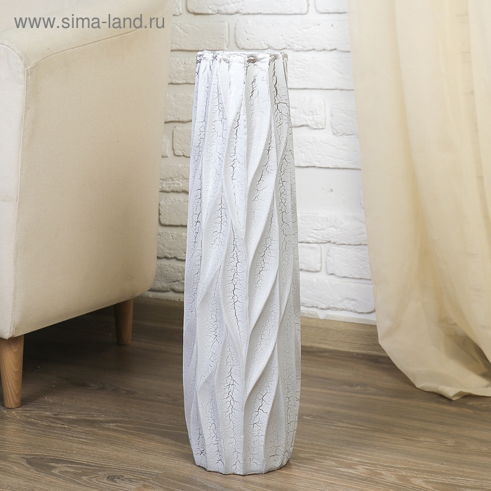 Керамическая ваза для цветов, сухоцветов «Айсберг», круглая, напольная, d-9 см, 60 см, белый Керамическая ваза для цветов, сухоцветов «Айсберг», круглая, напольная, d-9 см, 60 см, белый