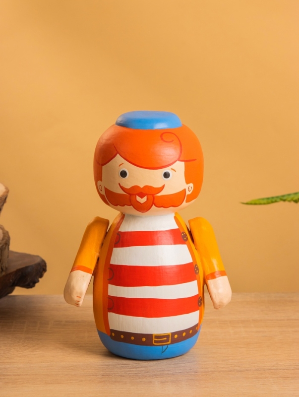 Деревянная кукла кокеши Деревянная кукла кокеши "Рыбак Бо" 11х9х15 см