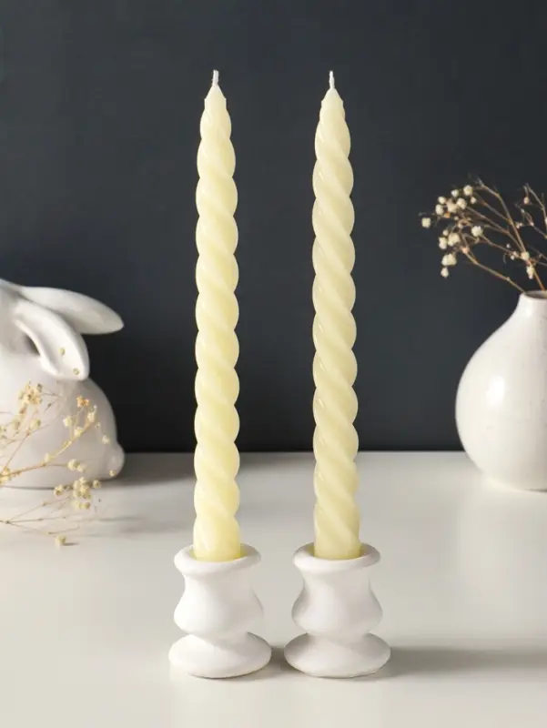 Набор свечей витых, 2.3&times;24.5 см, 5 ч, 50 г, 2 шт., слоновая кость, в подарочной коробке