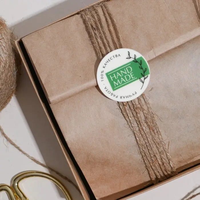 Наклейки для бизнеса Hand made, белые, 50 шт, 4 х 4 см