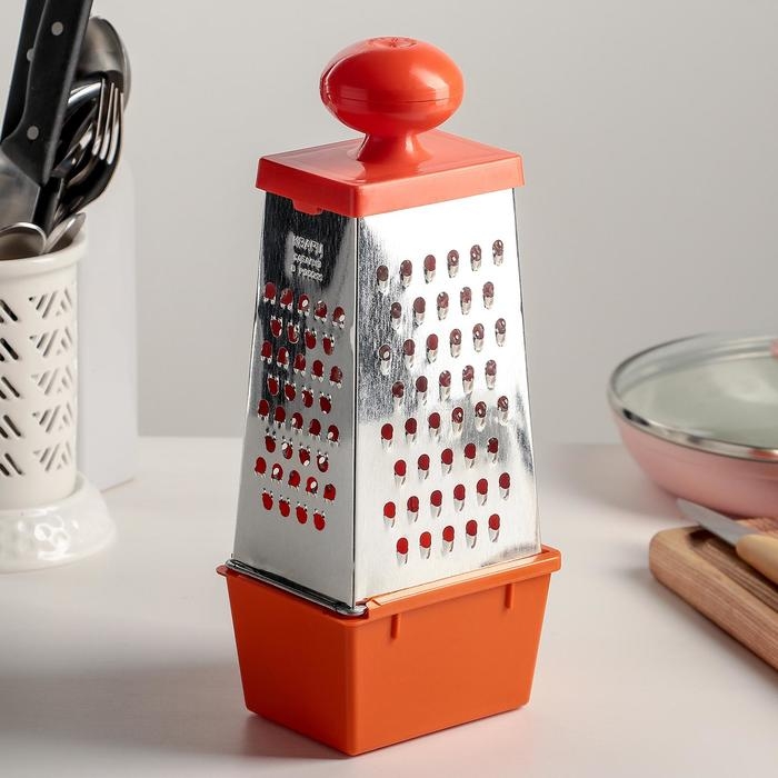 Тёрка «Комфорт», 4 грани с контейнером 450 мл и круглой ручкой, 11×8,5×28 см, цвет МИКС Тёрка «Комфорт», 4 грани с контейнером 450 мл и круглой ручкой, 11×8,5×28 см, цвет МИКС