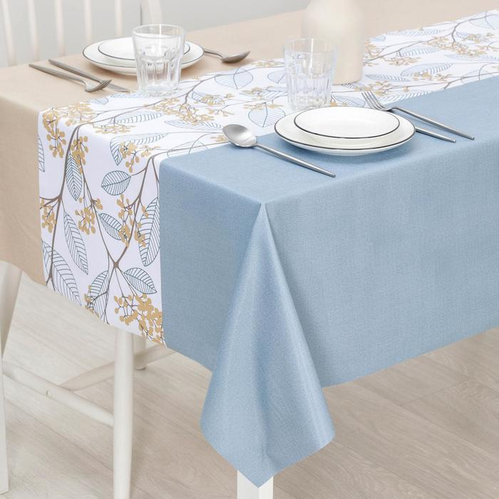 Клеёнка на стол «Рамен», на тканевой основе, ширина 137 см, рулон 20 м, толщина 0,25 мм, цвет голубой Клеёнка на стол «Рамен», на тканевой основе, ширина 137 см, рулон 20 м, толщина 0,25 мм, цвет голубой