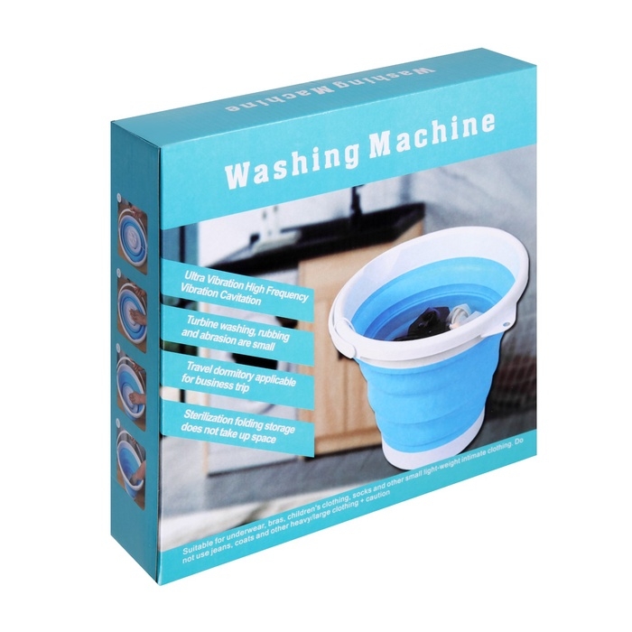 Портативная мини-стиральная машина LWM-03 с ведром 10 л, складная, голубая Портативная мини-стиральная машина LWM-03 с ведром 10 л, складная, голубая
