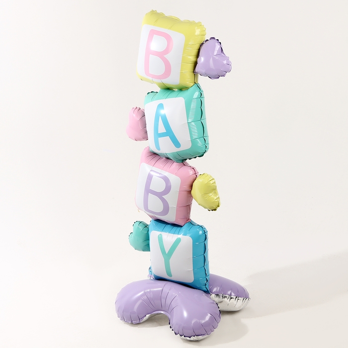 Шар фольгированный 62 Шар фольгированный 62" «Кубики — BABY» на подставке, под воздух