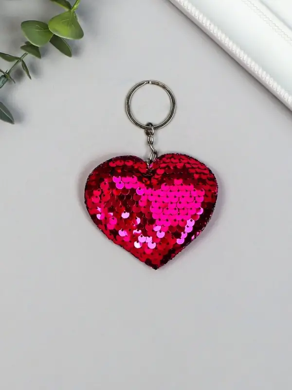 Брелок для ключей на кольце &laquo;Пайетки. Сердечко&raquo;, текстиль, 9&times;8 см, МИКС