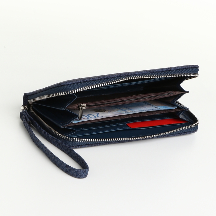 Кошелёк женский на молнии, цвет синий