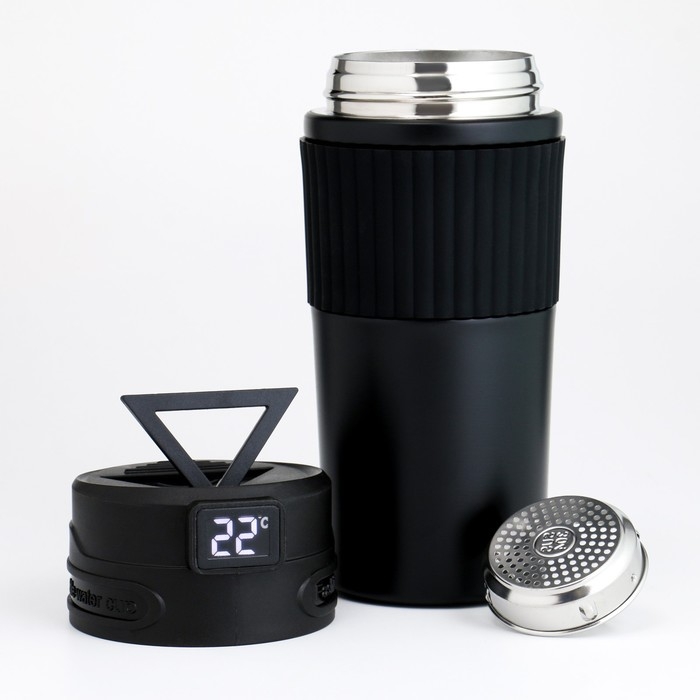 Термокружка, 400 мл, New design, сохраняет тепло 12 ч, термометр, сито