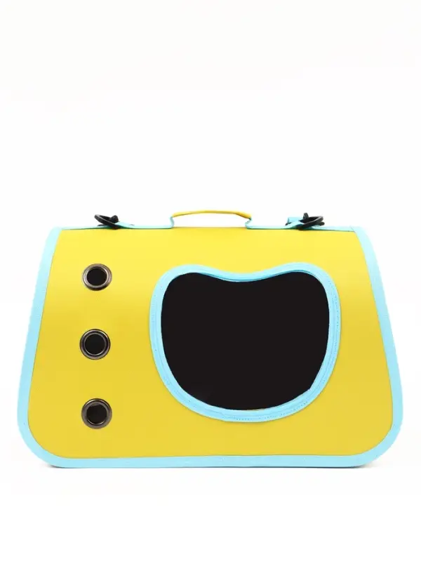 Сумка - переноска каркасная &laquo;Кошачий вид&raquo;, 41&times;27&times;25 см, жёлтая, бирюзовая