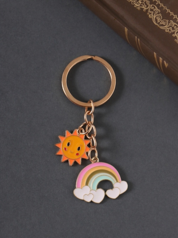 Брелок металл, эмаль "Солнце и радуга" 9 см