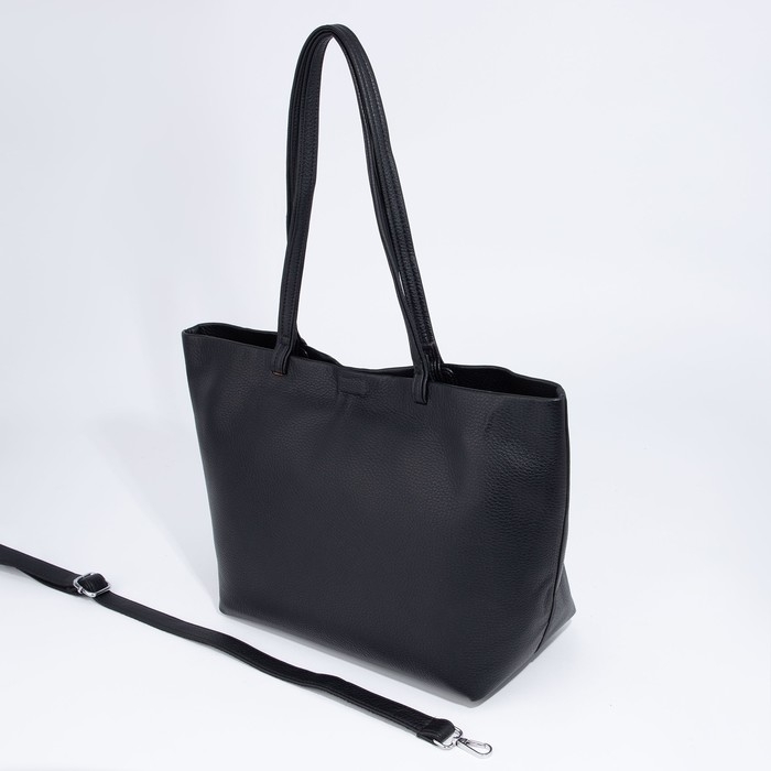 Сумка-шопер на молнии, цвет чёрный