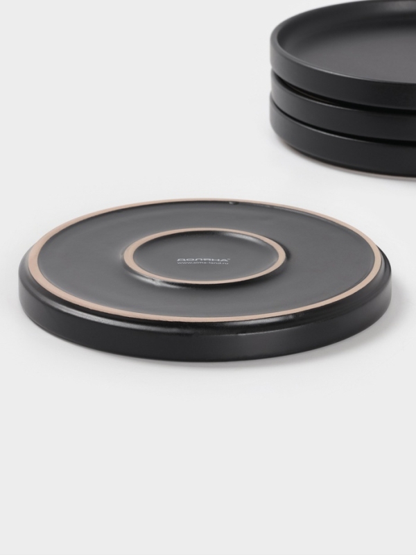 Набор тарелок Доляна «Гранит», 4 шт., d=20 см, керамика, чёрный Набор тарелок Доляна «Гранит», 4 шт., d=20 см, керамика, чёрный