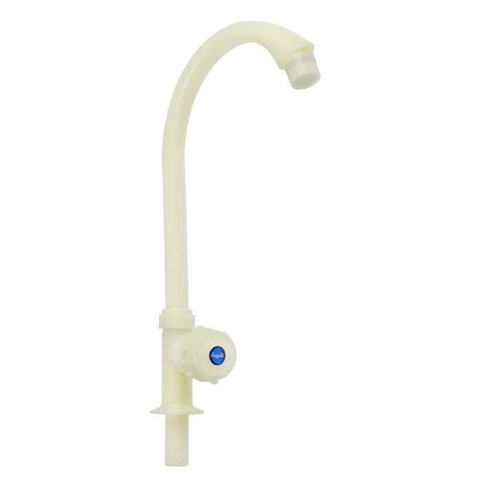 Кран на одну воду ZEIN Z2018, круглая ручка,пластик, высокий R-образный излив, цвет  Кран на одну воду ZEIN Z2018, круглая ручка,пластик, высокий R-образный излив, цвет "рис"