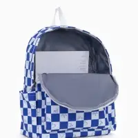 Рюкзак молодёжный на молнии, с карманами, в клетку, размер 30&times;13.5&times;41 см, синий