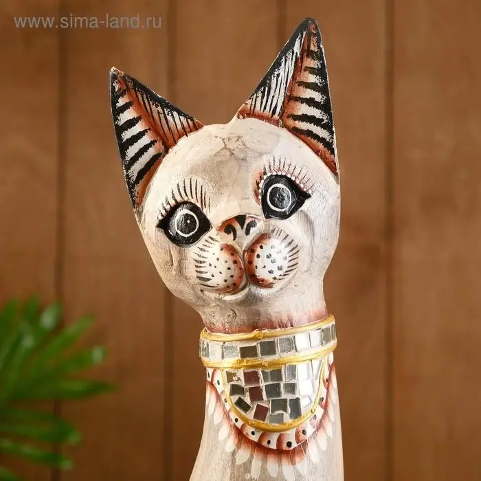 Сувенир дерево "Кошка в зеркальном галстуке" 60х15х5 см