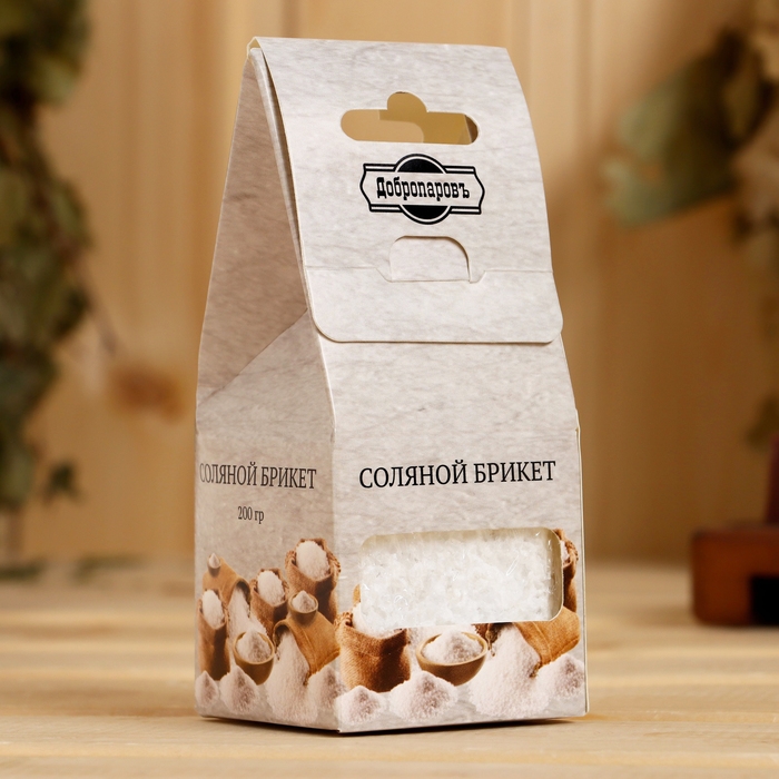 Соляной брикет куб 200 г  Соляной брикет куб 200 г "Добропаровъ"