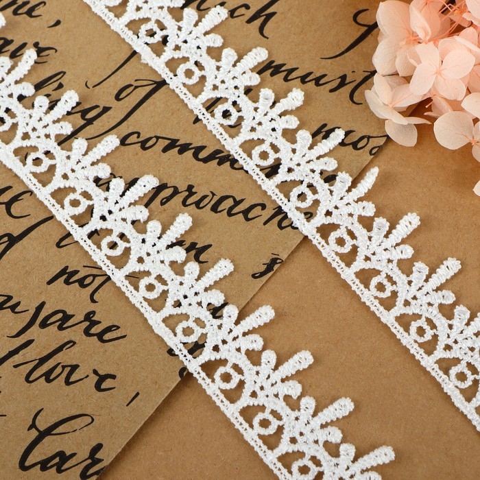 Кружево гипюровое, 20 мм × 14 ± 1 м, цвет белый Кружево гипюровое, 20 мм × 14 ± 1 м, цвет белый