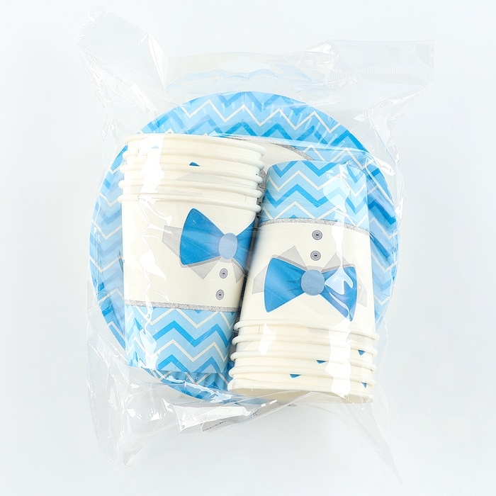 Набор бумажной посуды «Джентльмен»: 10 стаканов, 10 тарелок Набор бумажной посуды «Джентльмен»: 10 стаканов, 10 тарелок