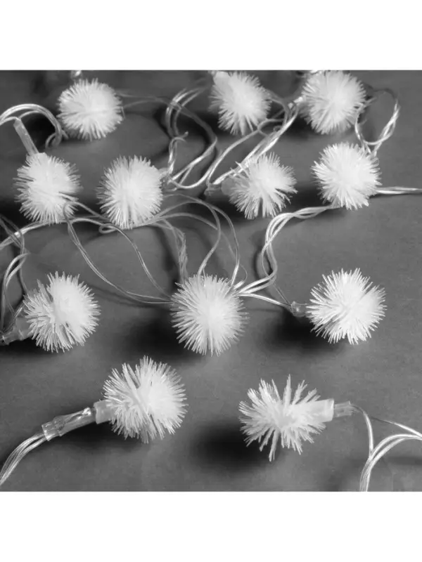 Гирлянда &laquo;Нить&raquo; 5 м с насадками &laquo;Ёжики&raquo;, IP20, прозрачная нить, 20 LED, свечение мульти (RG/RB), мигание, 220 В