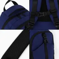 Рюкзак, 27*13*38,5 см, 2 отд 3н/карм, Комби, Водонепрон. дно, синий/черн