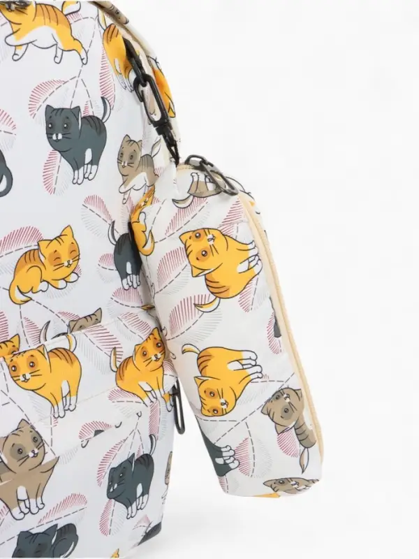 Рюкзак школьный CATS, с пеналом, 29&times;12&times;41 см, бежевый