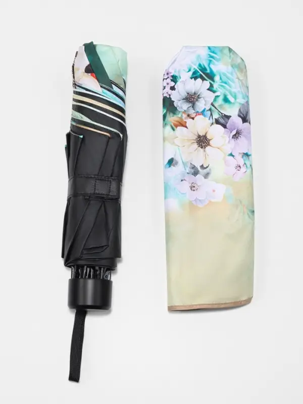 Зонт механический &laquo;Лепесток&raquo;, эпонж, 4 сложения, 8 спиц, R=48/56 см, d=96 см, МИКС