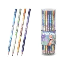 Карандаш чернографитный ErichKrause "Manga", НВ, грифель d=2,2 мм, дерево, трехгранный, в тубусе, микс