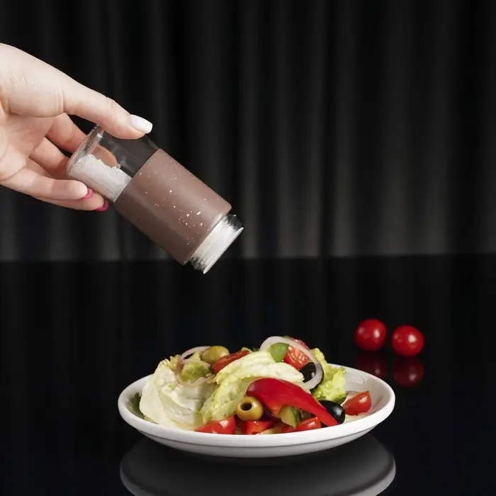 Солонка стеклянная «Стиль», 150 мл, 5,5×8 см, цвет коричневый мрамор Солонка стеклянная «Стиль», 150 мл, 5,5×8 см, цвет коричневый мрамор