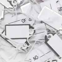 Ценники на верёвке, 100 шт. отверстие 3 мм, 1.3&times;2.5 см, белые, серебристый