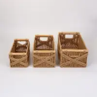 Набор корзин &laquo;Намибия&raquo; 3 шт.: 27&times;15&times;13, 32&times;19&times;15, 38&times;23&times;16 см, бумага, дерево, бежевые