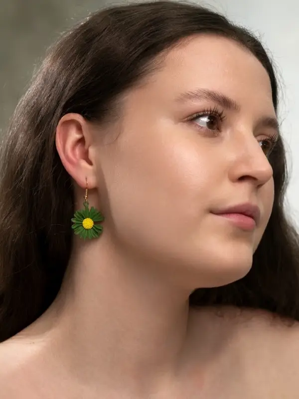 Серьги металл &laquo;Яркость&raquo;, ромашки, жёлто-зелёные