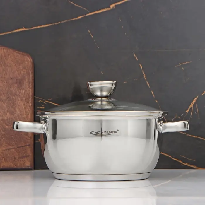 Кастрюля Катунь &laquo;Антея&raquo;, 3 л, d=20 см, капсульное дно, индукция, нержавеющая сталь, AISI - 201
