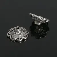 Шапочки для бусин (набор 10 шт.), 1.4&times;1.4&times;0.6 см, цвет черненое серебро