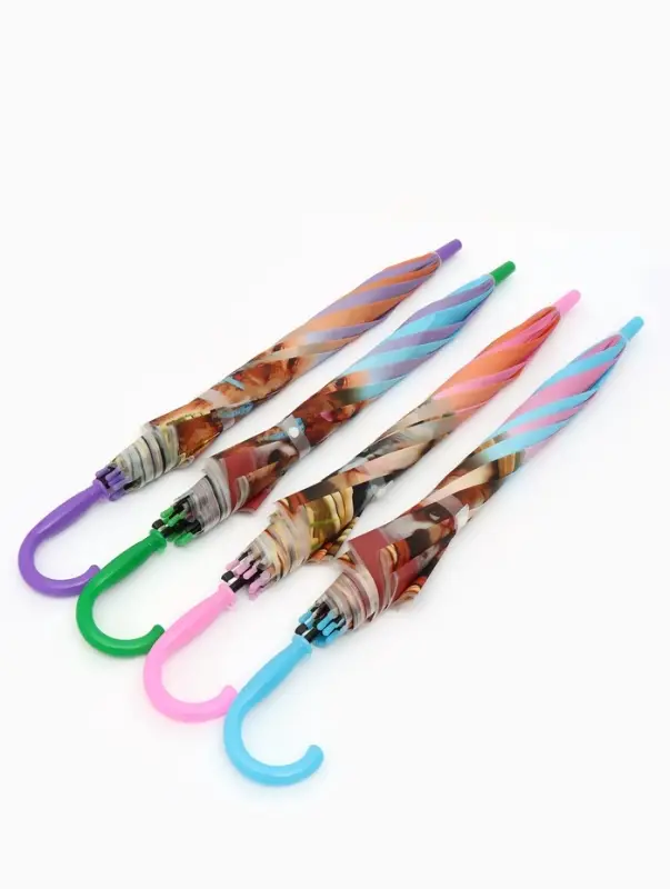 Зонт - трость детский &laquo;Зверюшки&raquo;, полуавтоматический, 8 спиц, R=41/47 см, d=82 см, МИКС