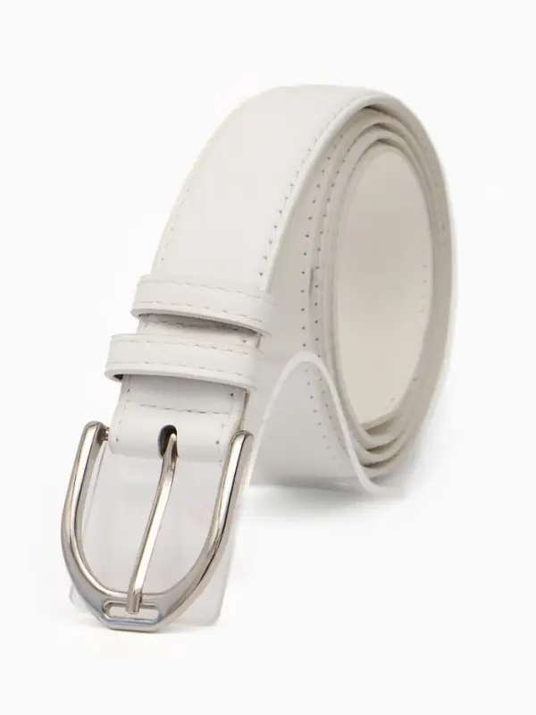 Ремень женский, 3.5&times;110 см, 1 прокол, серебристая пряжка, без винта, белый