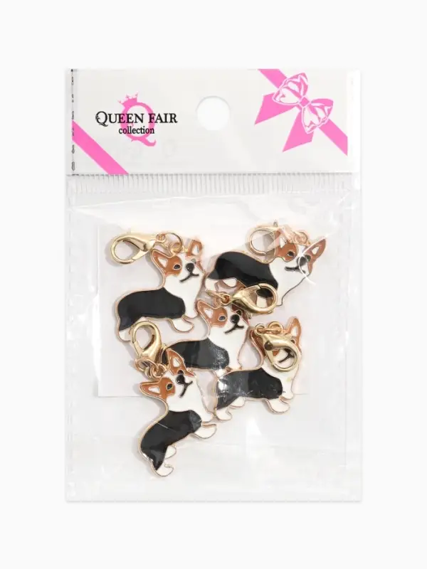 Шарм для браслета на карабине &laquo;Корги&raquo;, чёрно-белый в золоте